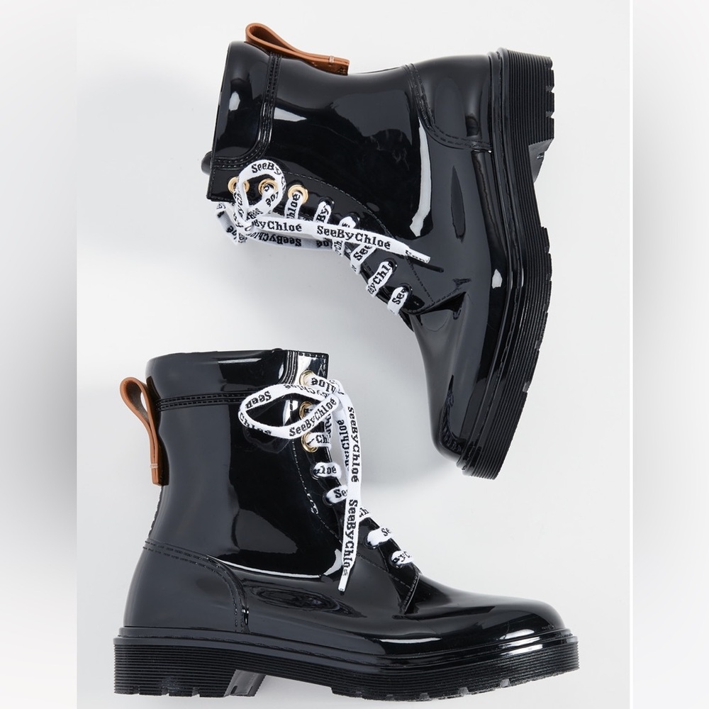BNIB See By Chloe Florrie black rain boots size 35